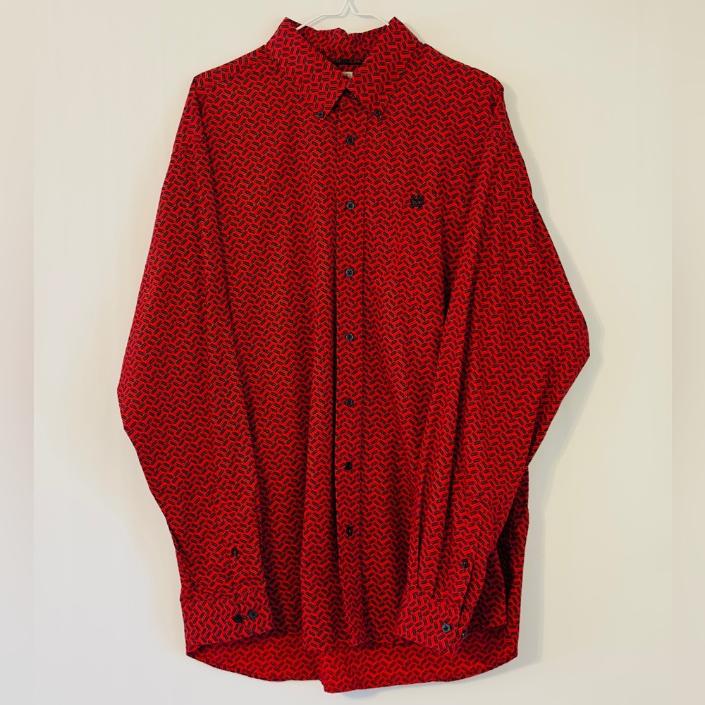 Cinch Red and Black Patterned‎ Men's Shirt